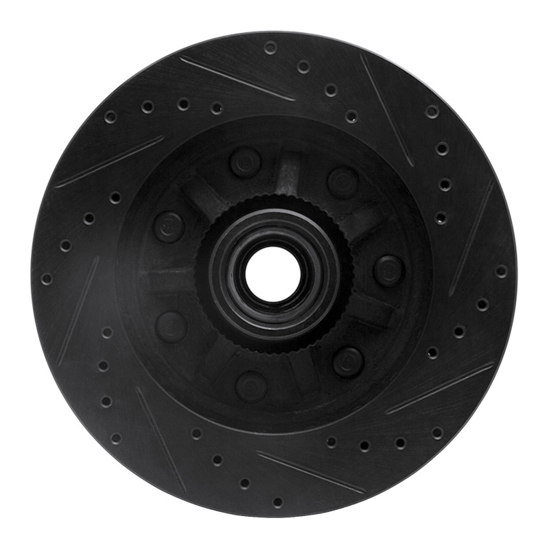 Ford F-250 Brake Rotor (1) - Front Left - R1 Concepts - Drilled & Slotted - Black - `97-`04